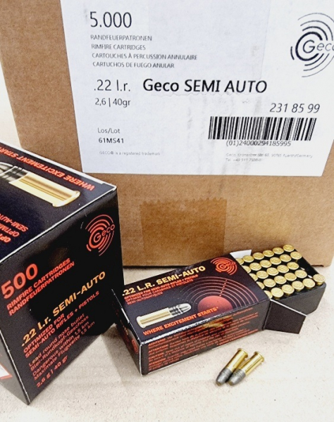 .22LR 40grs LRN Geco Semi Auto 5000 Stk. 350m/sek. Angebot!! – Bild 1