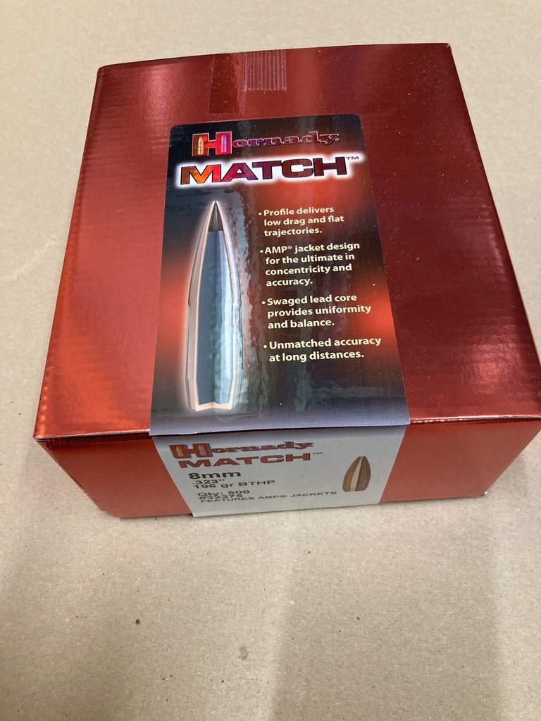 500x Geschosse Hornady MATCH, 196gr, .323, BTHP – Bild 1
