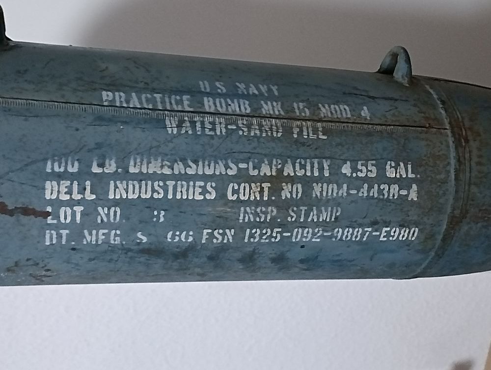 US Navy Practice Bomb MK 15 Mod. 4 Water-Sand Fill - Bombe deko inert – Bild 2