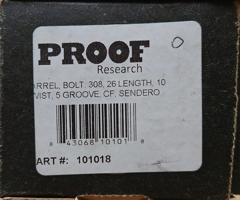 Proof Research, Carbon Lauf-Rohling, .308, 1/10", 26", Sendero – Bild 1