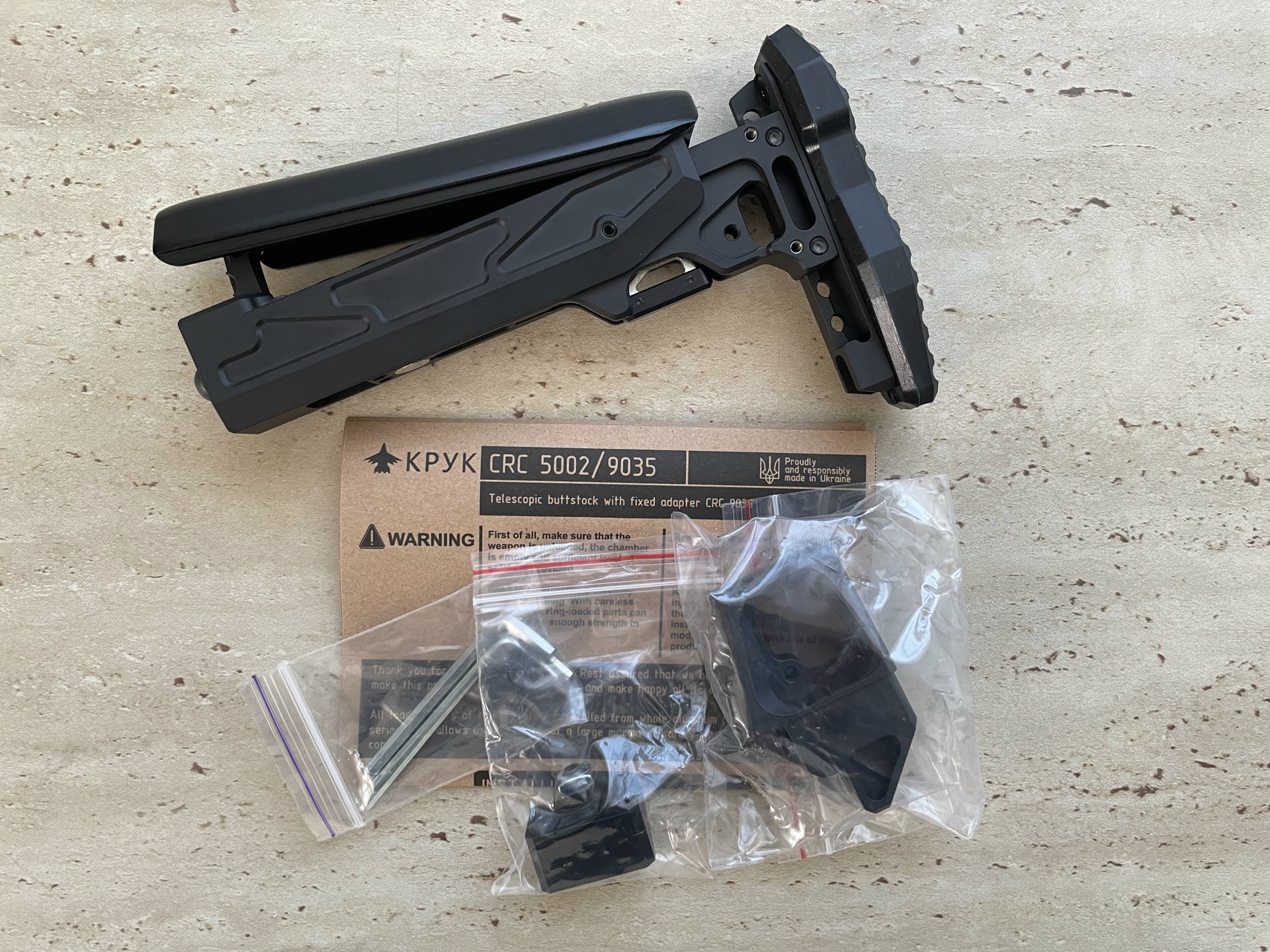 KRUK (KPYK) Teleskopschaft mit Festadapter für AKM / AK74 – SCHWARZ – NEU & UNBENUTZT! – Bild 2