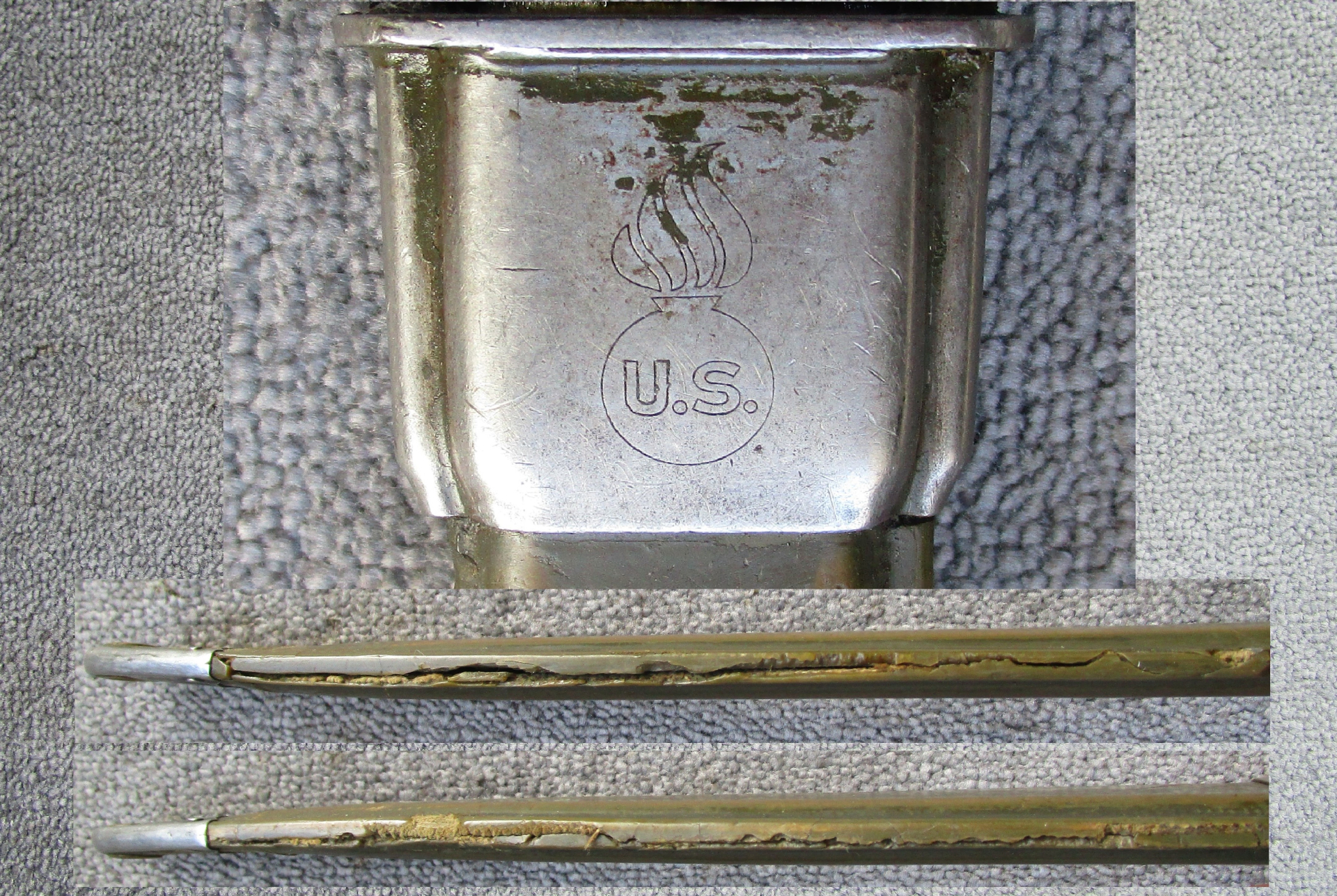 Bajonett Seitengewehr für US Garand M1 Hersteller UC Utica Cutlery 2WK Fertigung Flaming Bomb nicht – Bild 4