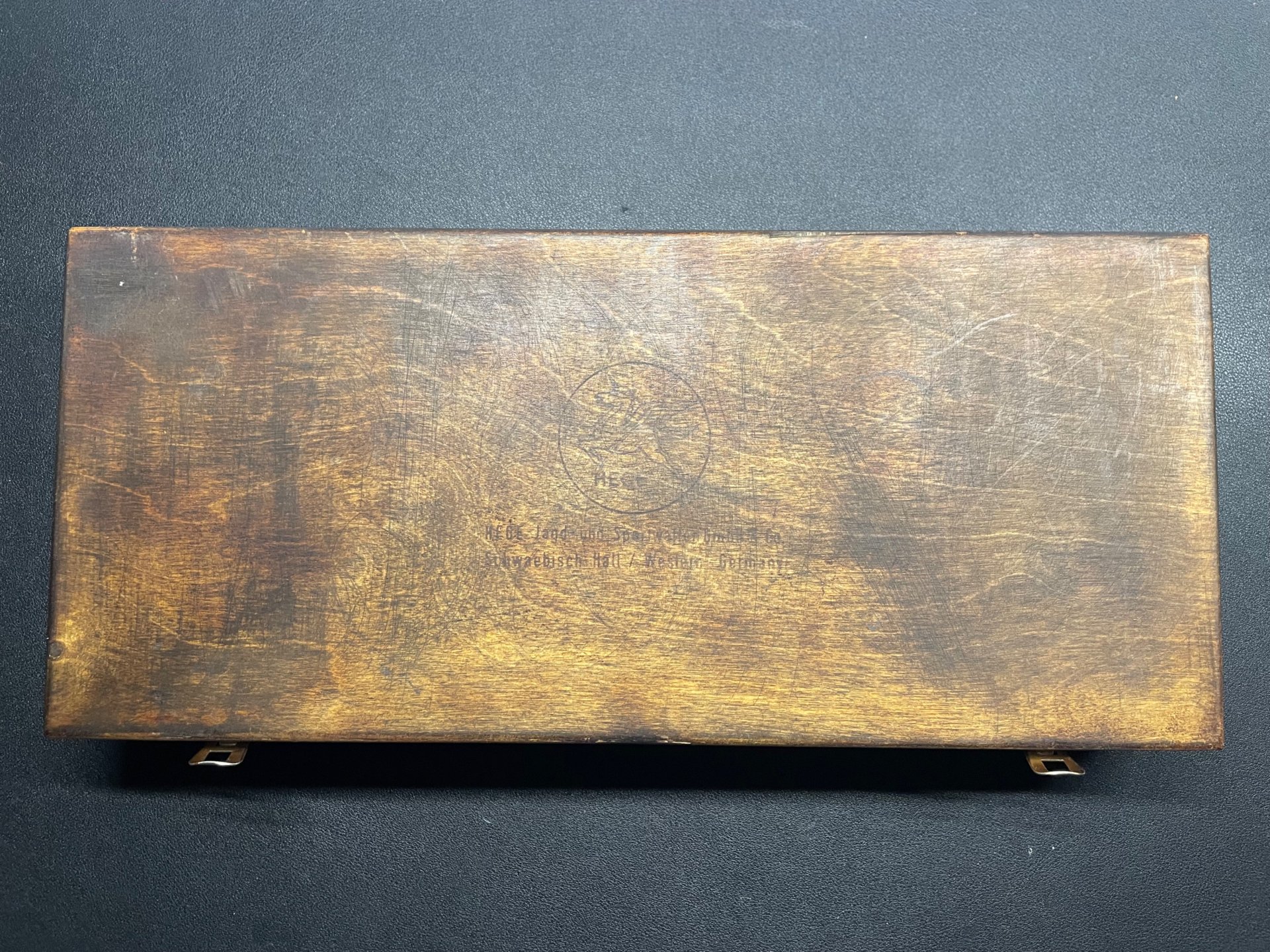Vintage Holzbox von HEGE Jagd und Sportwaffen - Ur-Modell aus Schwaebisch Hall - Rarität – Bild 1