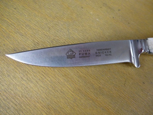 Puma Messer - Jagdnicker GNICKER - Nr. 11 3596 - Griffschalen aus Hirschhorn - Lederscheide - in OVP – Bild 4