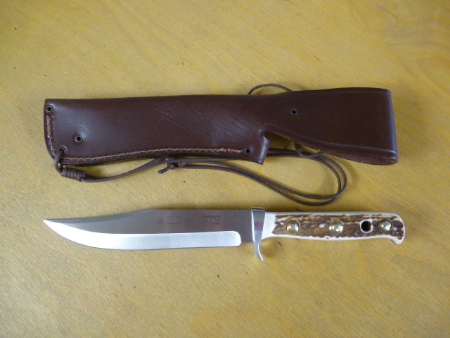 Puma Messer - Bowie - Nr. 11 6396 - Griffschalen aus Hirschhorn - Lederscheide in OVP - Bowie – Bild 3