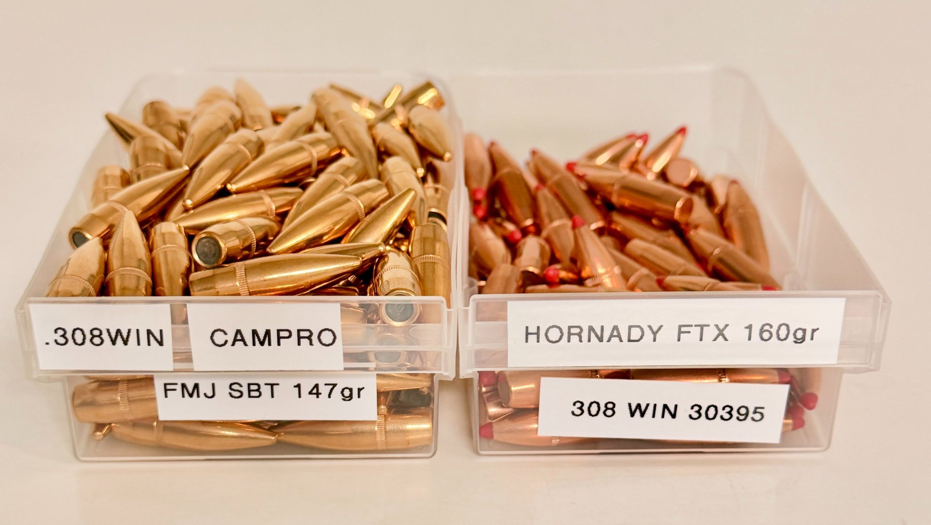 150 Campro 147gr. FMJ und 65 Hornady 160gr. FTX, 308Win. Keine Versandkosten – Bild 1