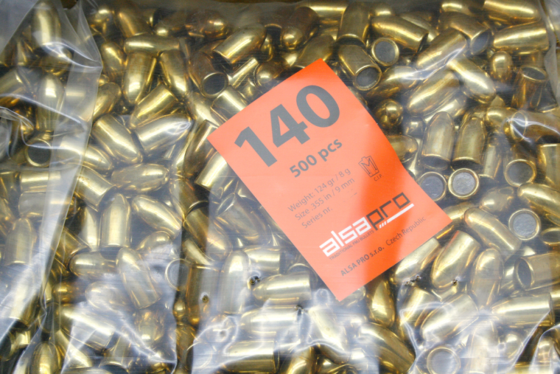 500 Stück ALSA PRO FMJ Vollmantel RN Rundkopf Geschosse .355 9mm Luger 9x19 140gr 9g Full Metal Jack – Bild 1