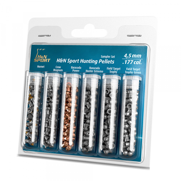 H&N Jagddiabolos TEST-SET 6 Sorten Sampler Set: HORNET CROW MAG BARACUDA POWER HUNTER TARGET TROPHY – Bild 1
