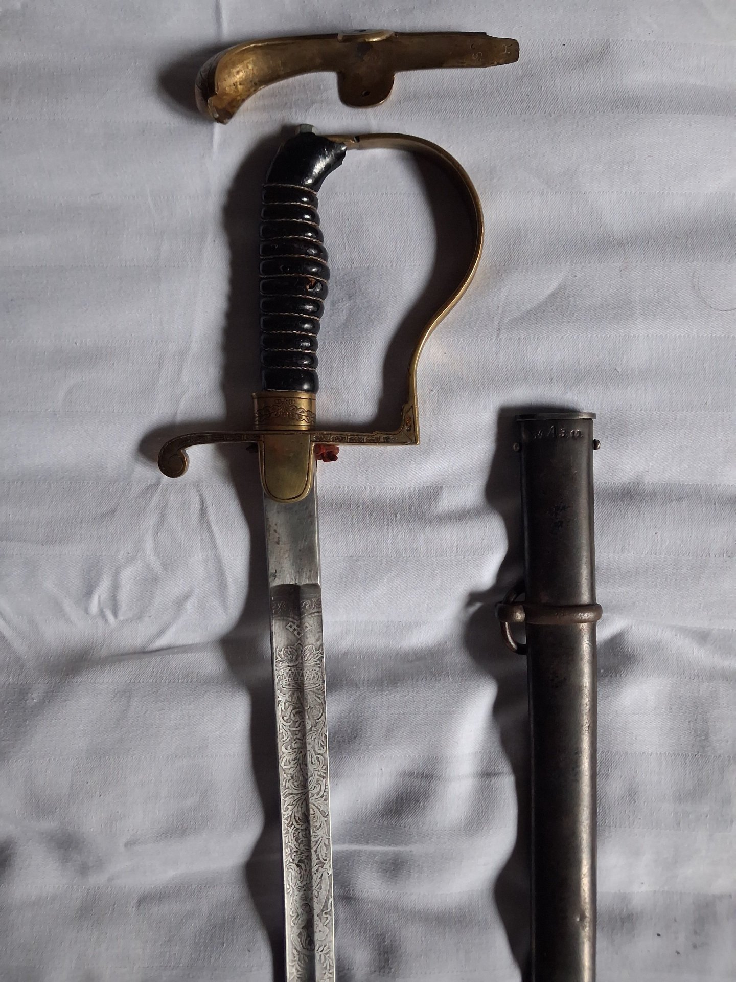 Wehrmacht Offizierssäbel mit geätzter Klinge & Scheide – Eichenlaub/Adler – Restaurationsobjekt – Bild 1
