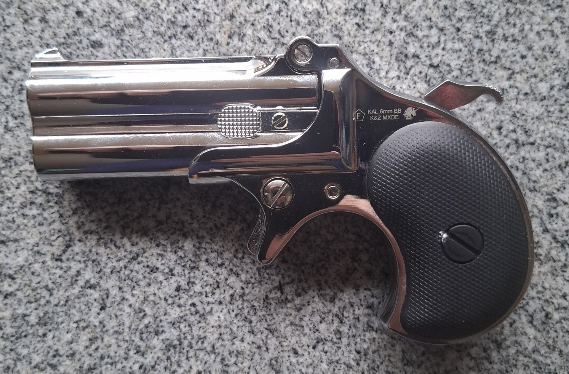 Derringer 6mm BB Gas-NBB Vollmetall (MaxTact / Double Bell) – Chrom – Bild 2