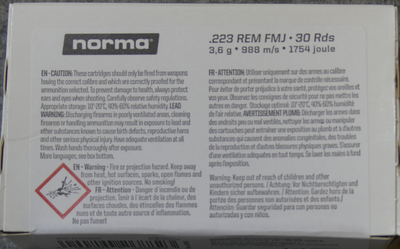 Büchspatrone Norma .223 Rem. FMJ – Bild 1