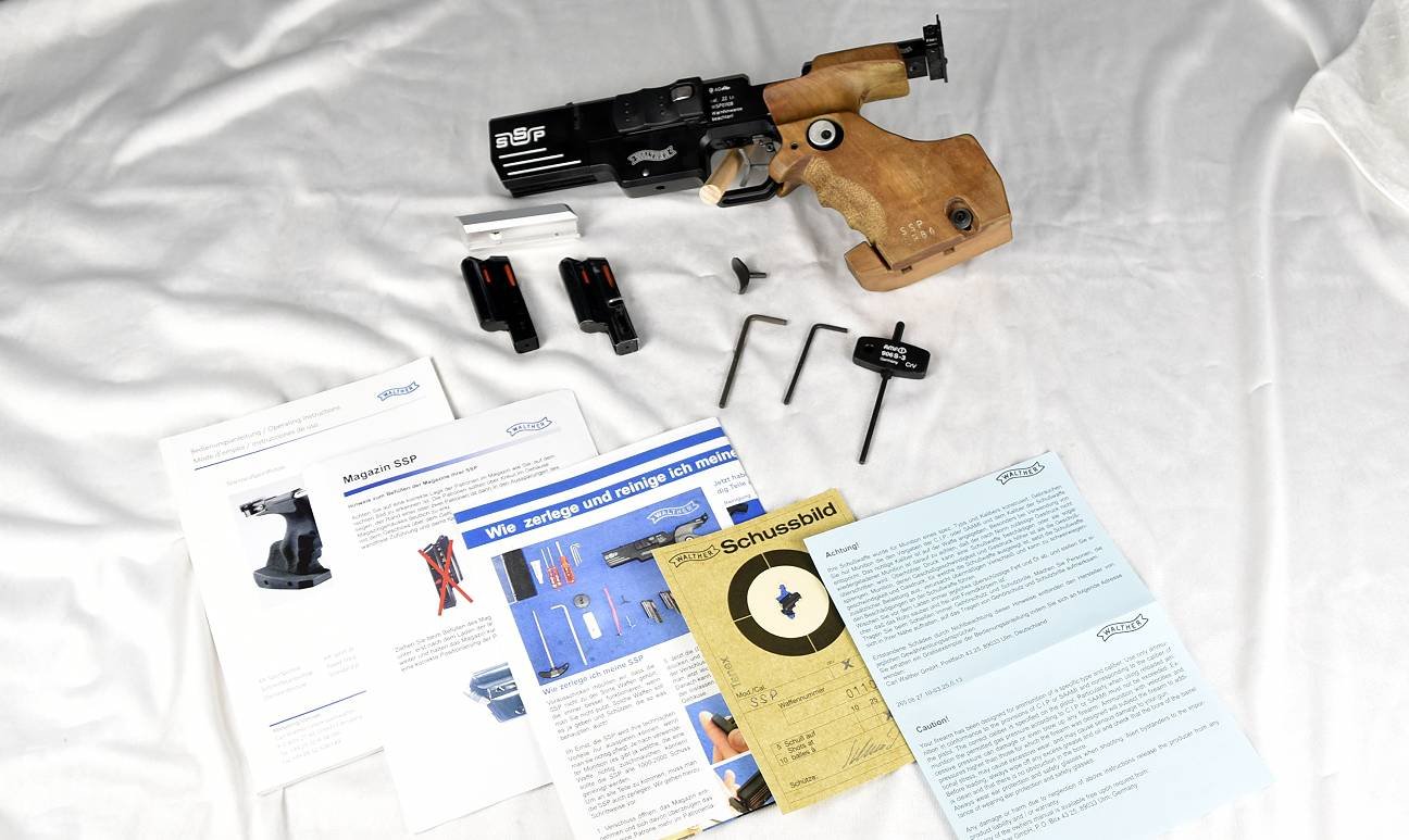 Walther SSP .22 l.r. - TOP Zustand! Matchgriff R/L, 2. Magazin NEU, Laufgewicht, Papiere – Bild 11