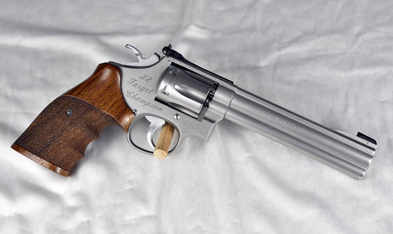 Smith & Wesson Mod. 617 .22 Target Champion 6" - TOP Zustand! Nill Matchgriff, Target Hammer/Abzug – Bild 1