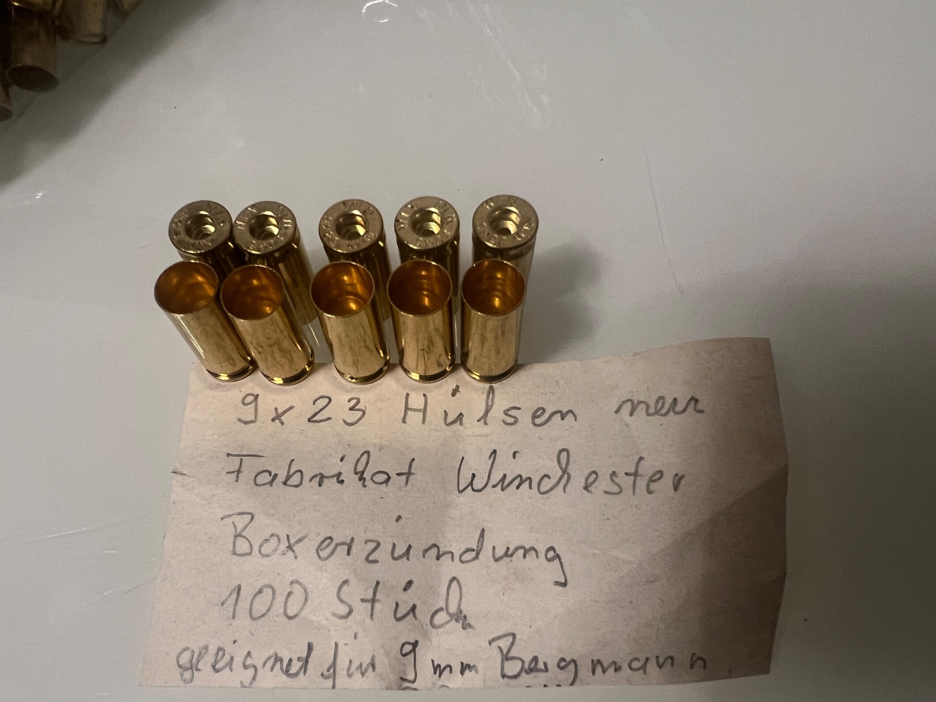 9x23 Hülsen neu 100 Stück Hersteller Winchester – Bild 1