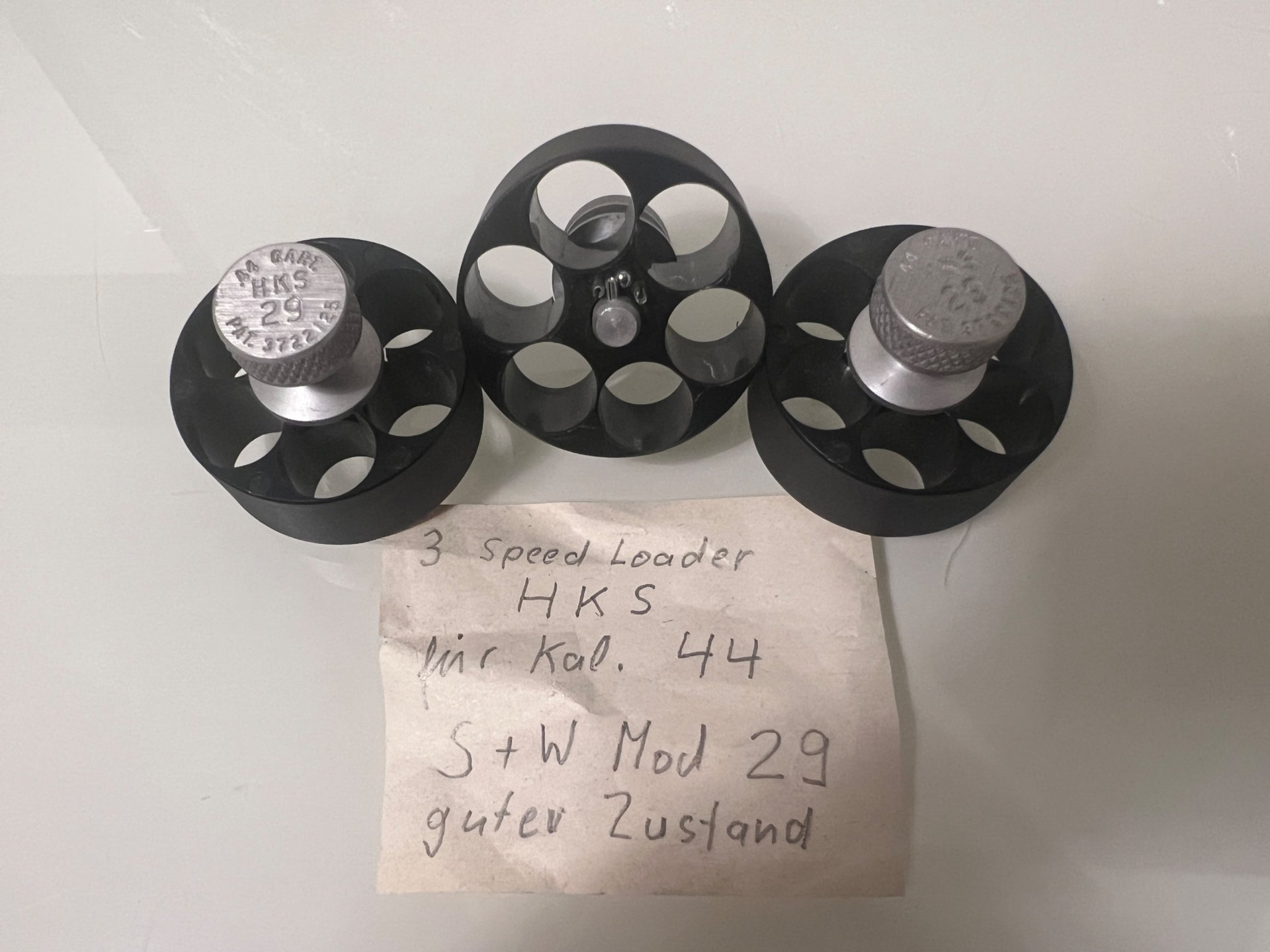 3 Stück Speed Loader HKS für Kal. 44 S+W Mod 29 – Bild 1