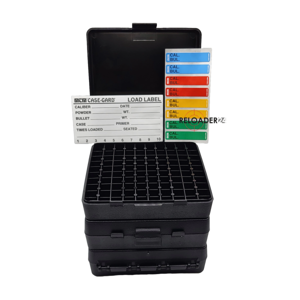 100er Patronenbox 9mm .32 S&W .380 ACP MTM CASE-GARD P-100-9-40 schwarz mit Scharnier NEU – Bild 1