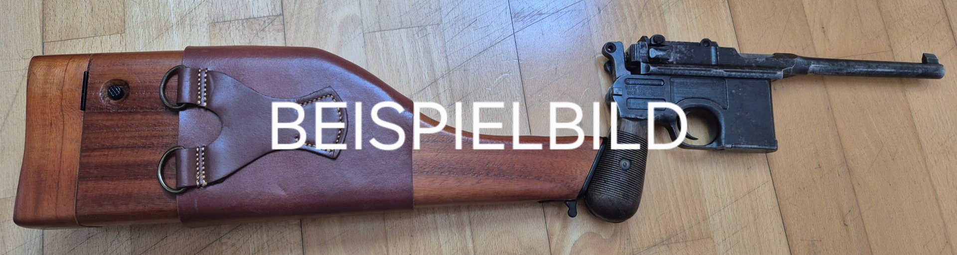 Mauser C96 Broomhandle M712 Schnellfeuer Anschlagkasten mit Belederung Repro – Bild 1