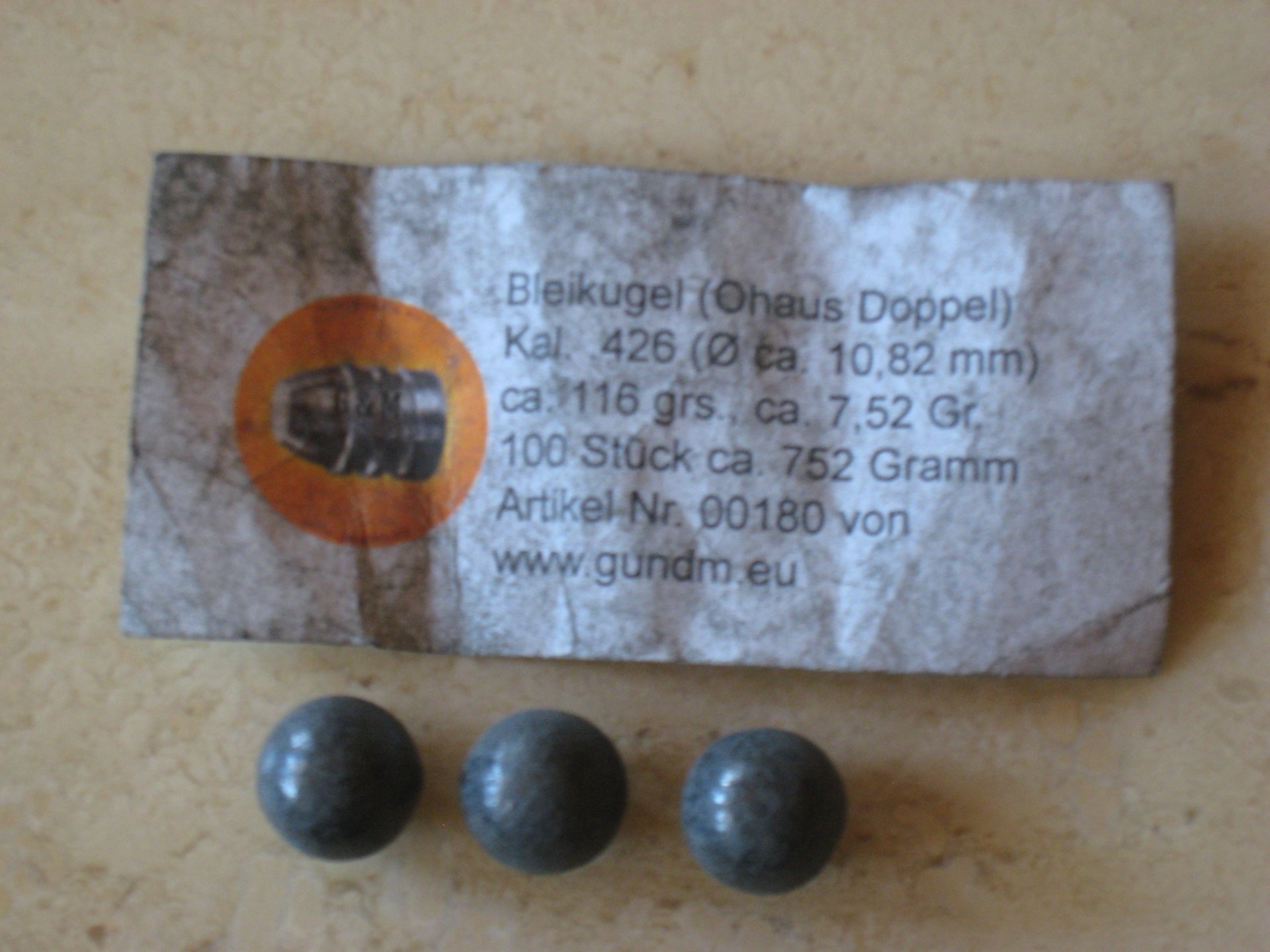 62 VL-Rundkugeln Cal. .426 (10,82mm) – Bild 1