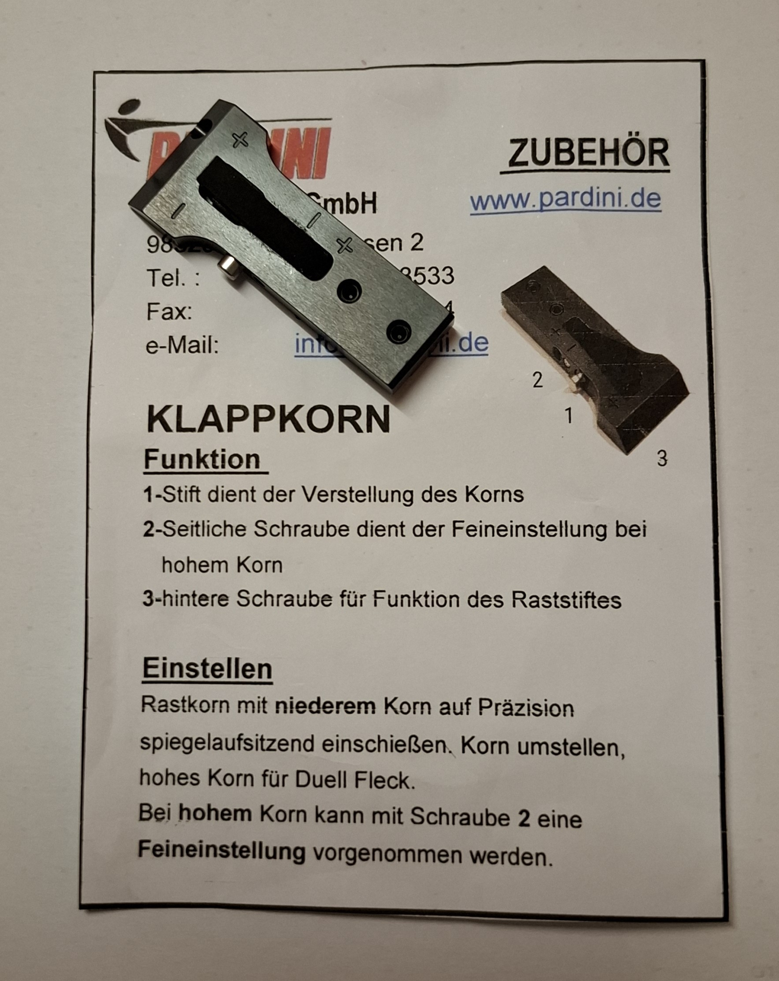 Pardini Klappkorn für Sportpistole SP – Bild 3
