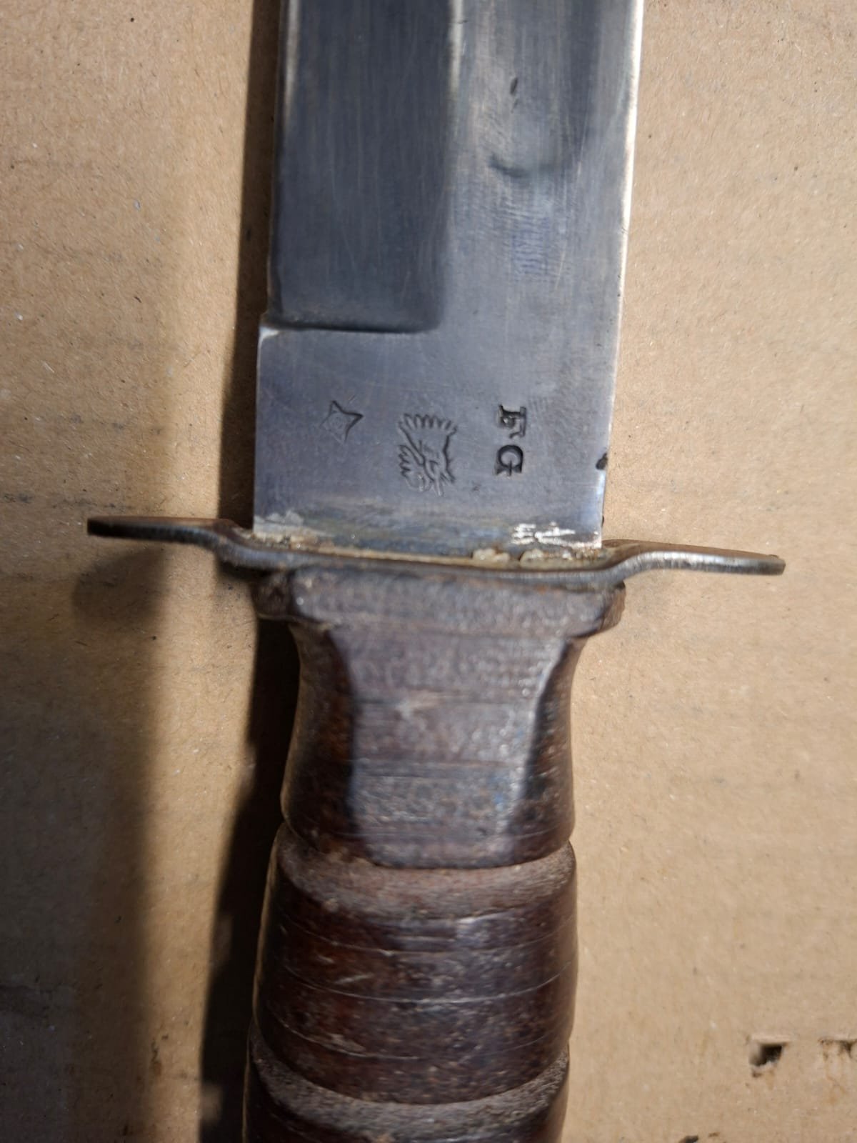 Solinger Kampfmesser Friedrich Geigis (FG) - Ka-Bar / USMC Stil - 50er/60er Jahre – Bild 2