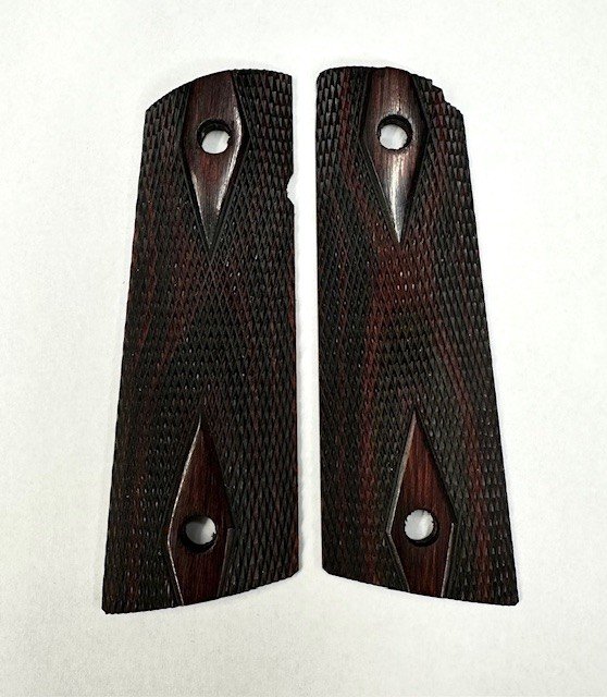 Einmalige Custom Holzgriffschalen für 1911 & Klone – Black Rosewood, Double Diamond – Bild 1