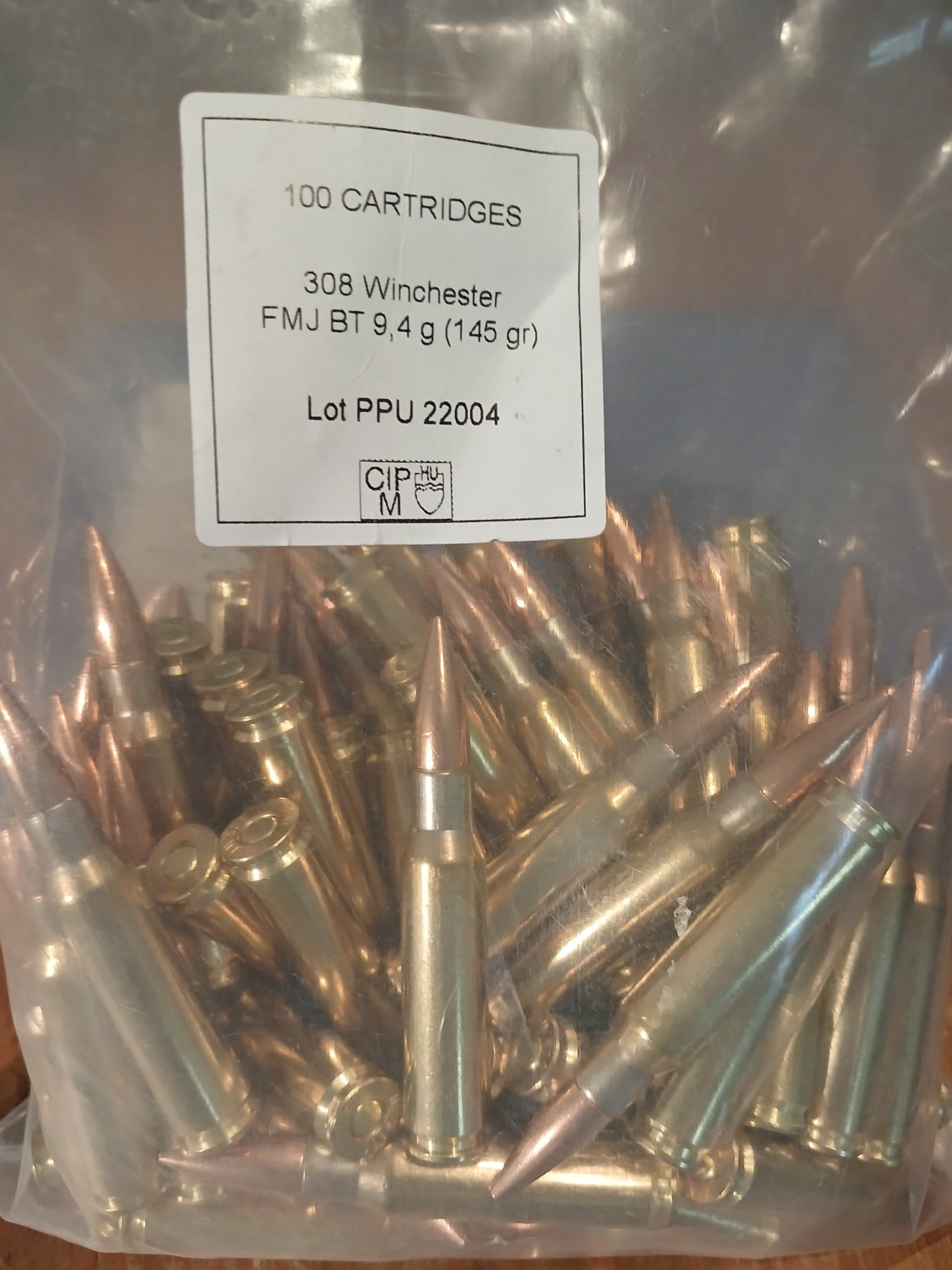 Munition .308 Winchester PPU 80 Patronen FMJ BT 145 gr. – Bild 1