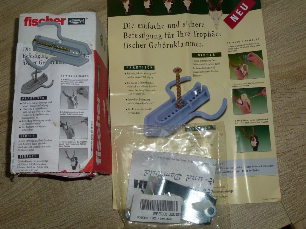 20x Fischer Gehörnklammer für Rehbock oder Gams 1x Rot o. Dammhirsch – Bild 1