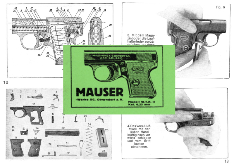 Nachdruck Bedienungsanleitung Pistole Mauser WTP II im Cal. 6,35 mm – Bild 1