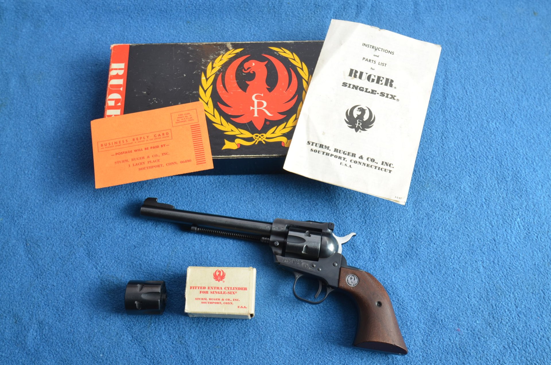 SEHR SCHÖNER REVOLVER RUGER SINGLE SIX .22LR MIT WECHSELTROMMEL .22 MAGNUM WIE COLT SAA – Bild 1