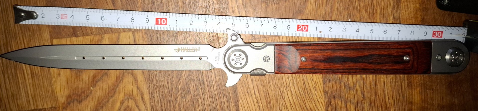 Haller Stiletto Einhandmesser XXL (ca. 31 cm) – Edelstahl & Pakkaholz – Neuwertig – Bild 1