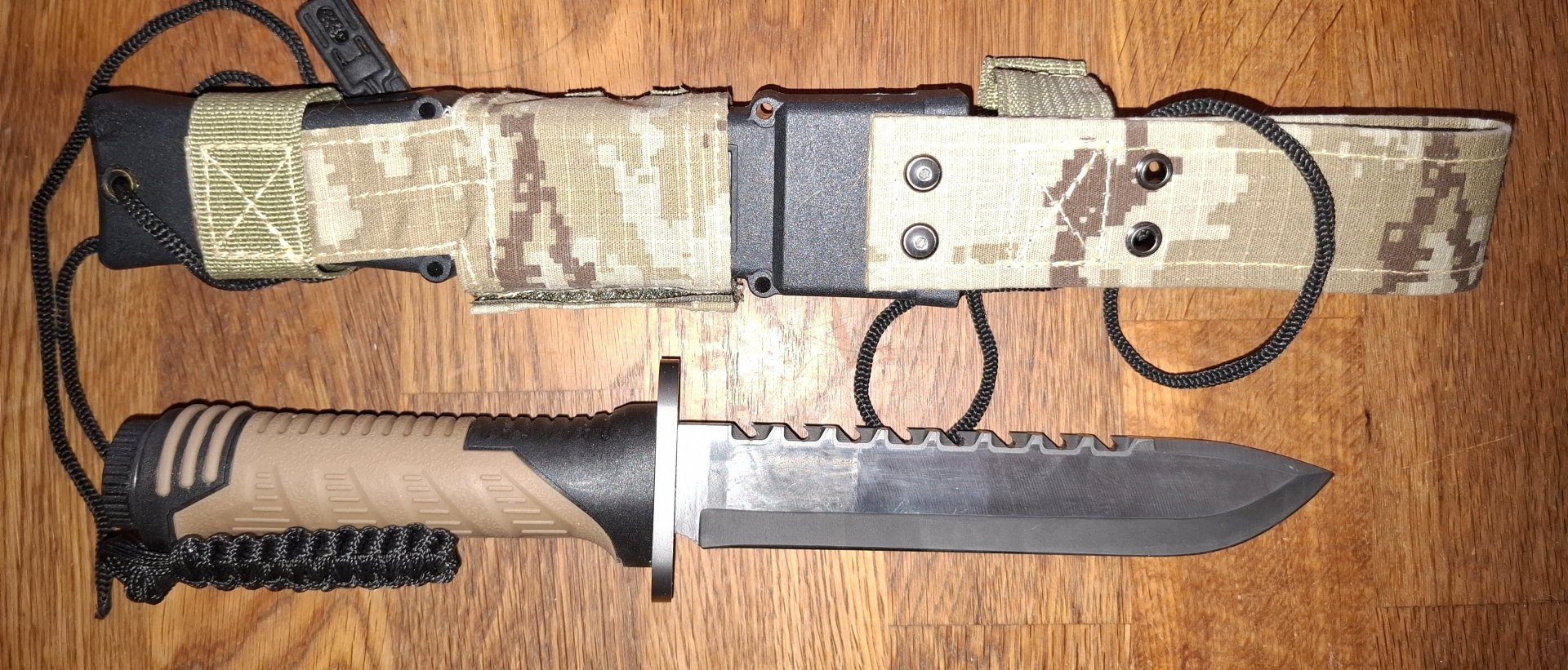 K25 Survivalmesser Thunder II titanbeschichtet (Coyote) + Scheide & Survival-Kit - NEU – Bild 2