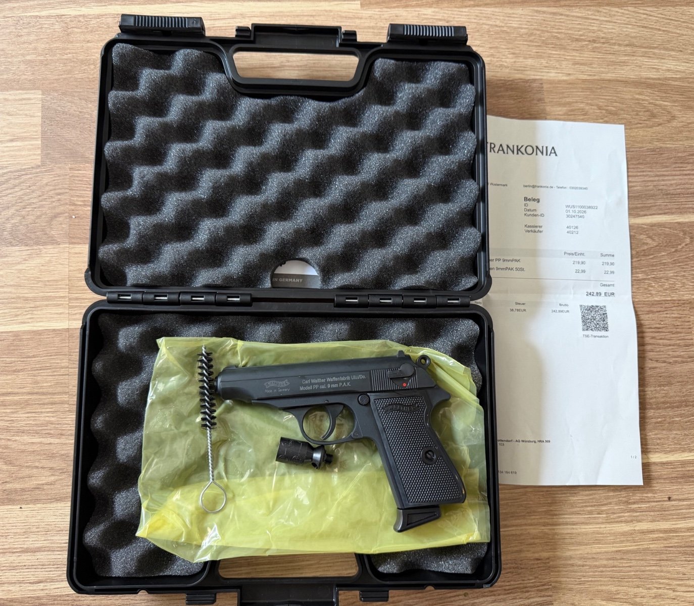 Walther PP 9 PAK inkl. Koffer, Zubehör und Original Rechnung vom 1.10.26 – Bild 1