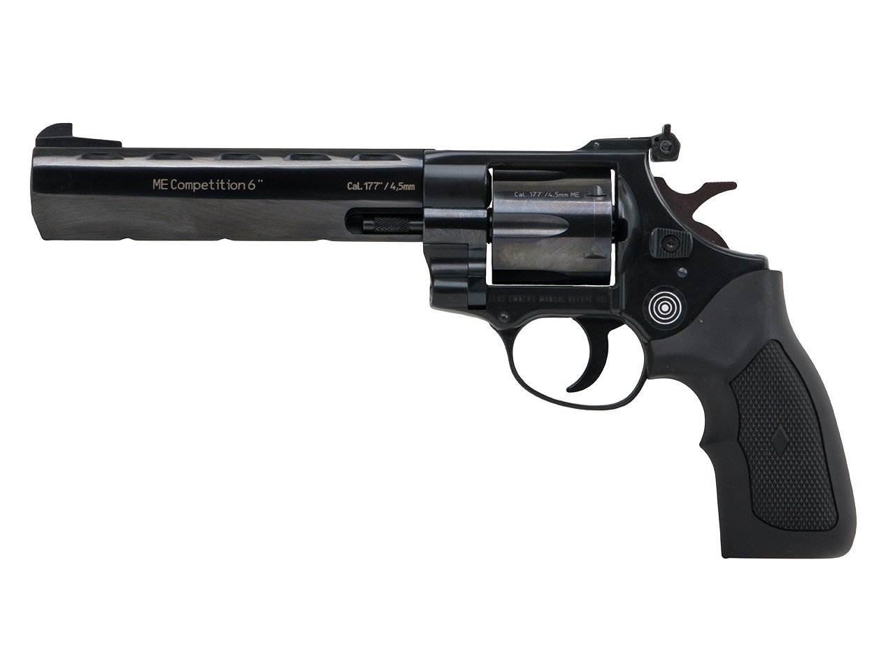 LEP Druckluft Revolver ME Competition 6 Zoll Stahllaufmantel brüniert Gummigriff Kaliber 4,5 mm – Bild 1