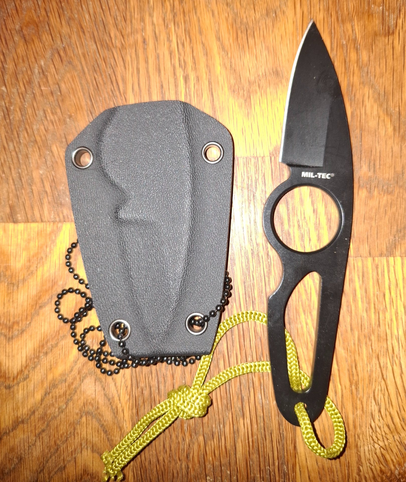 Mil-Tec Neck Knife (Skelettmesser) mit Kydex-Scheide & Kugelkette – Sehr guter Zustand – Bild 2