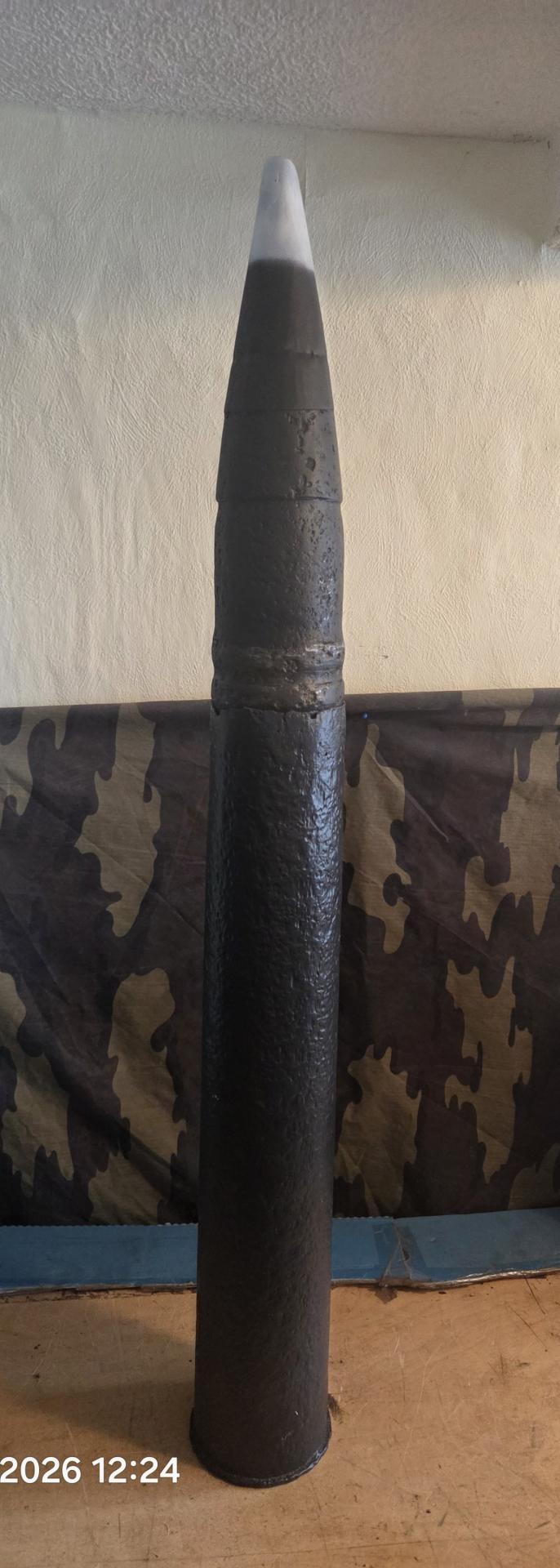 Deutsche 8,8cm Panzer Granate KWK43 mit Hülse Flak/Tiger 1(Bombe Bodenfund Granate Zünder) – Bild 1