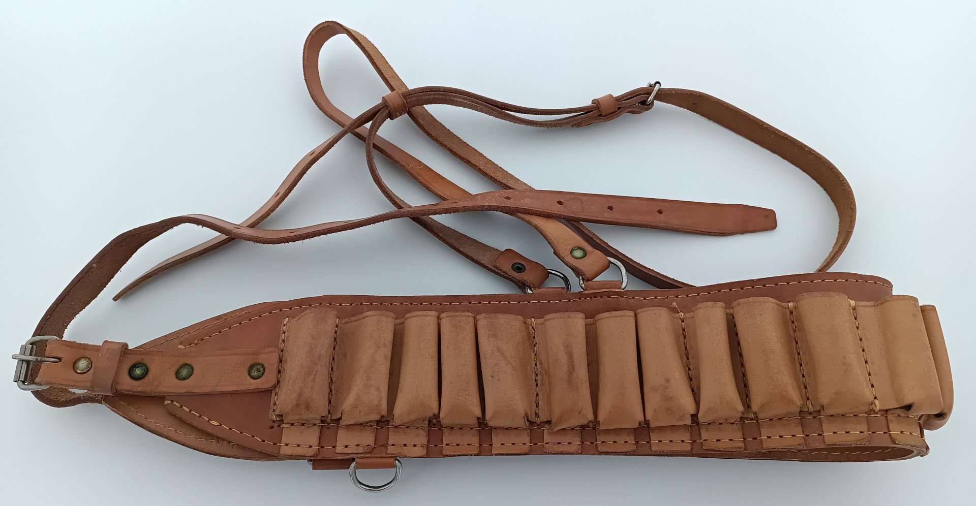 Schrotpatronengürtel aus Leder, Schrot-Patronengürtel , Kal. 16 – Bild 1