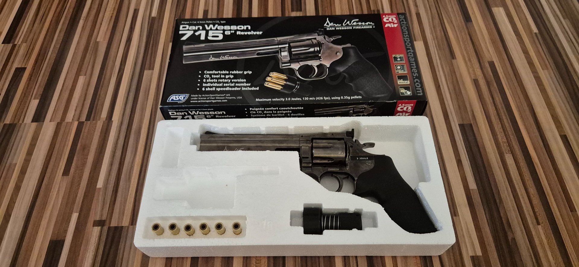 Dan Wesson 715 CO2 Revolver 6 Zoll Steel Gray 4,5mm Diabolo – Bild 1