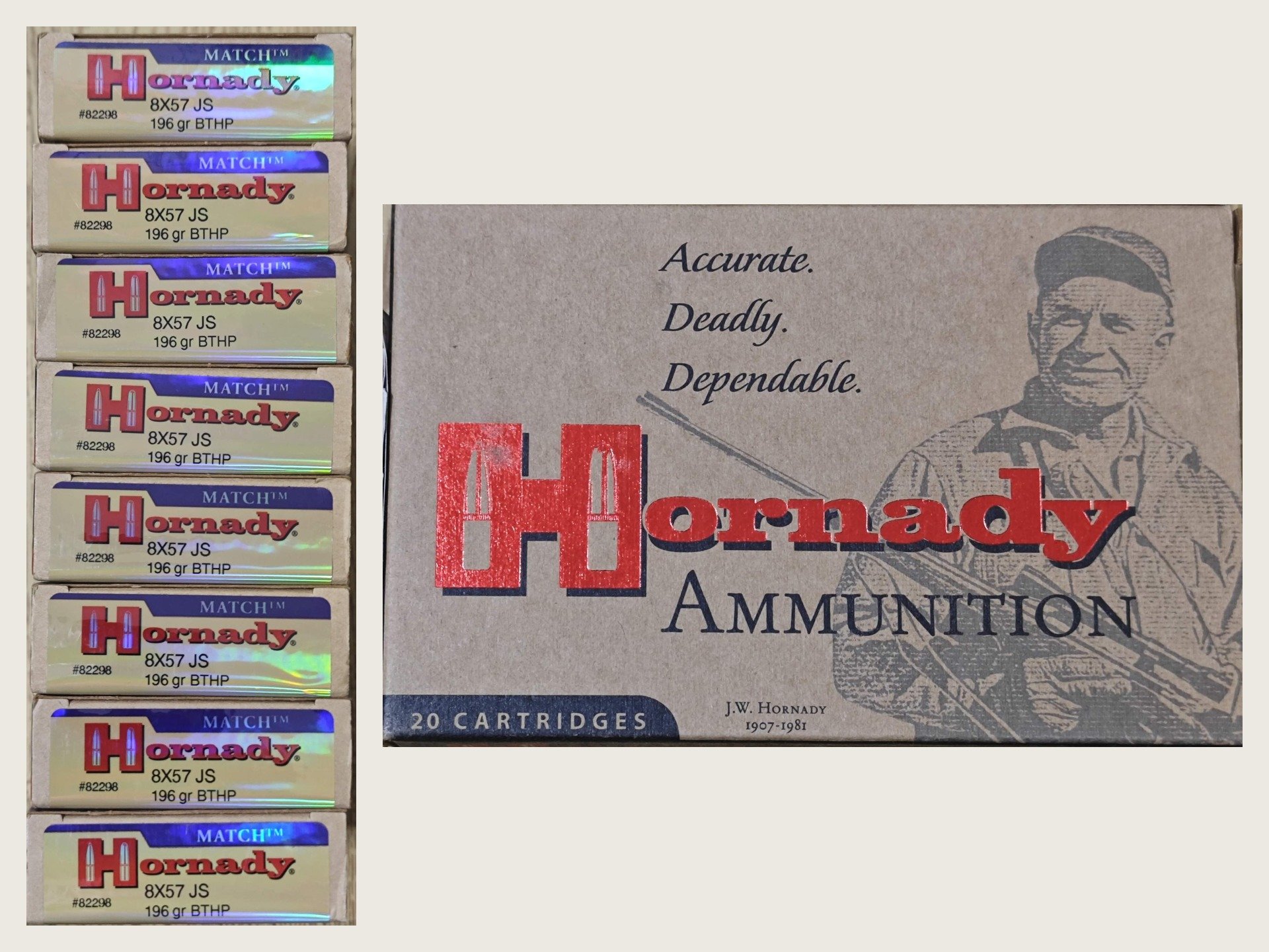 Hornady Vintage Match 8x57 IS 196gr BTHP – 160 Stück, neu, OVP – K98 / Ordonnanz – Bild 1