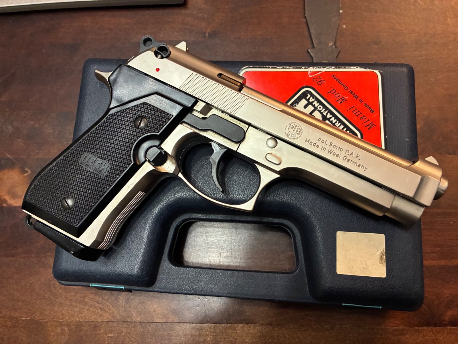 Reck Miami 92F 9mm P.A.K. Vernickelt Nickel OVP Sicherung defekt, sonst top – Bild 1