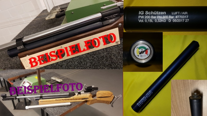 Pressluftkartusche für Feinwerkbau Luftgewehre -mit integriertem Manometer -Hersteller IG Schützen - – Bild 1