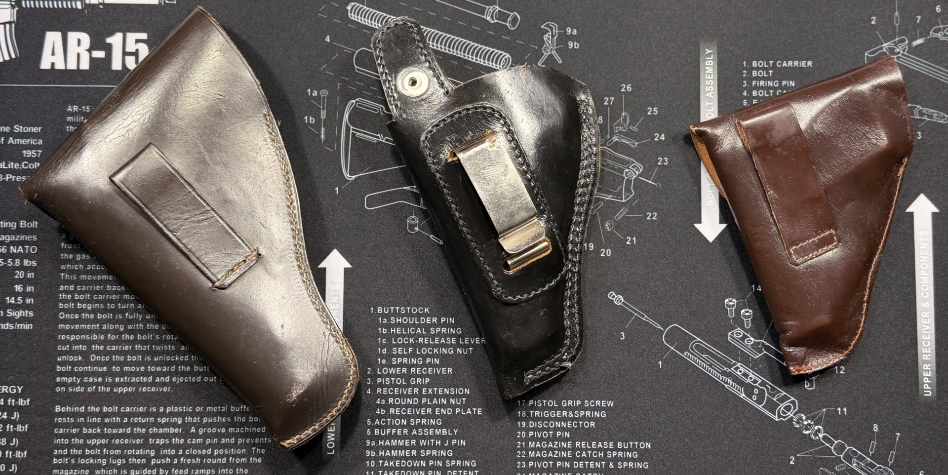 Konvolut 3 alte gebrauchte Lederholster / Pistolentaschen aus Nachlass – unbesti – Bild 2