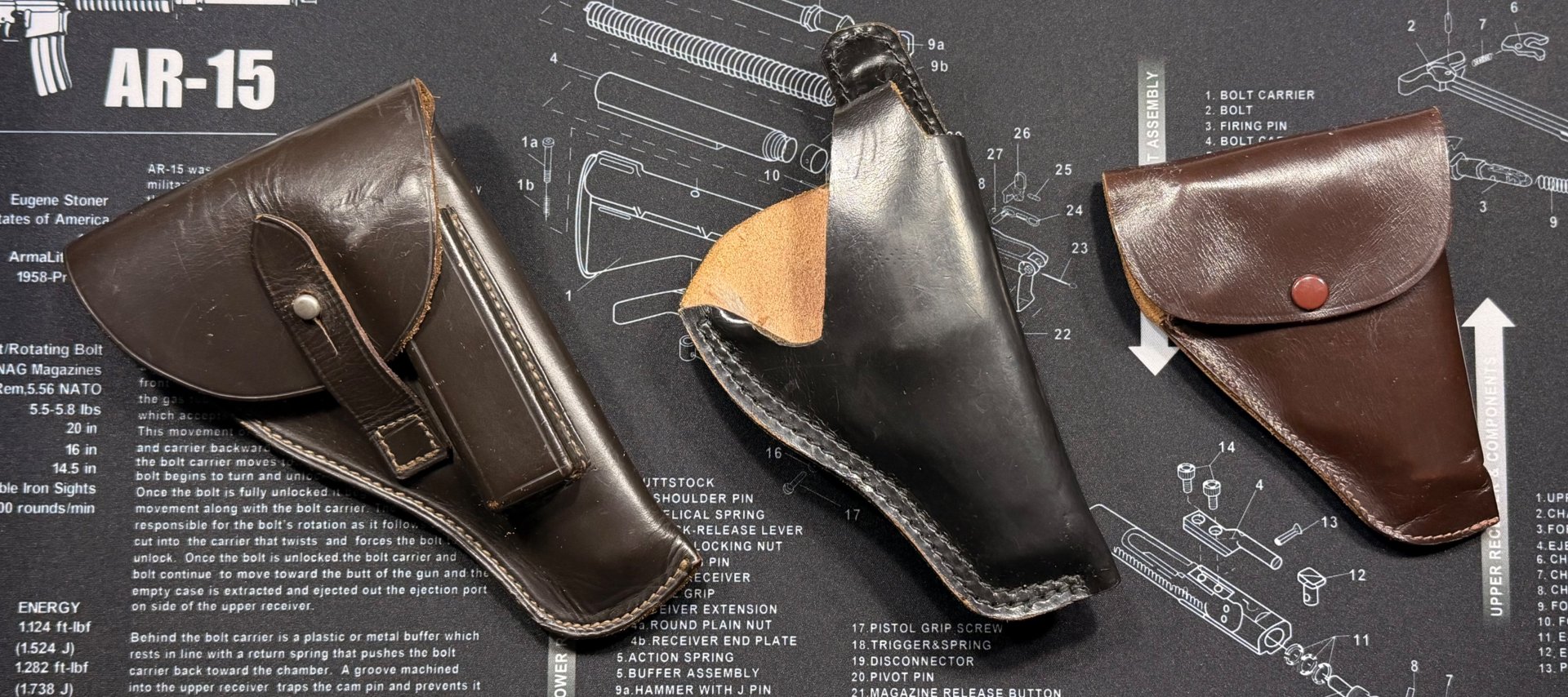 Konvolut 3 alte gebrauchte Lederholster / Pistolentaschen aus Nachlass – unbesti – Bild 3