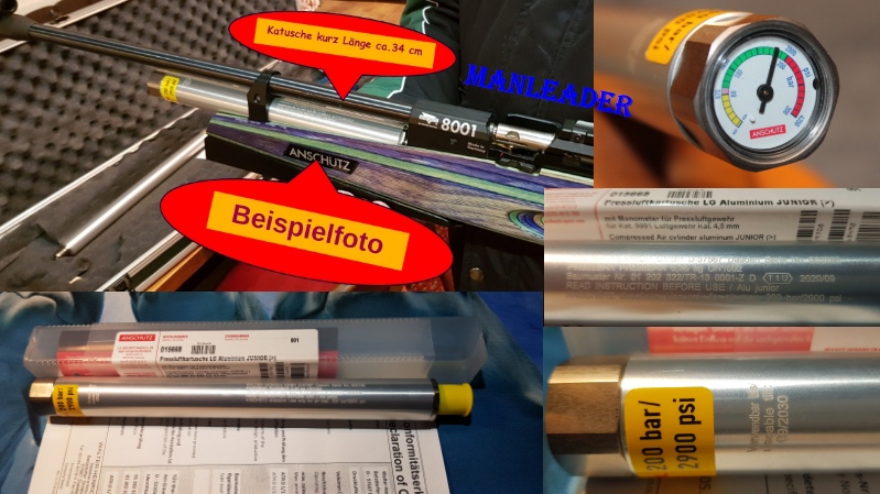 Pressluftkartusche ALU JUNIOR mit Manometer - Passend für alle ANSCHÜTZ Pressluftgewehre MDH 09/2020 – Bild 1