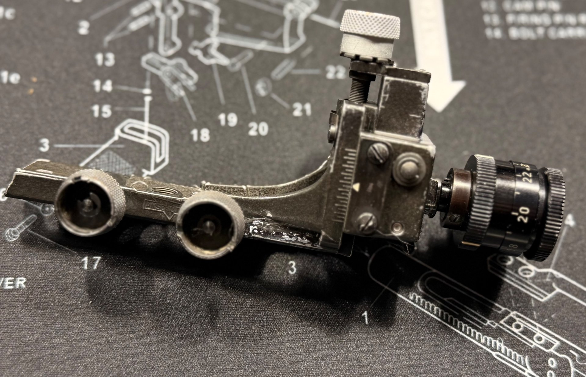 Anschütz – gebrauchtes Metallbauteil mit Einstellmechanik aus Nachlass – Modell unbekannt – Bild 2