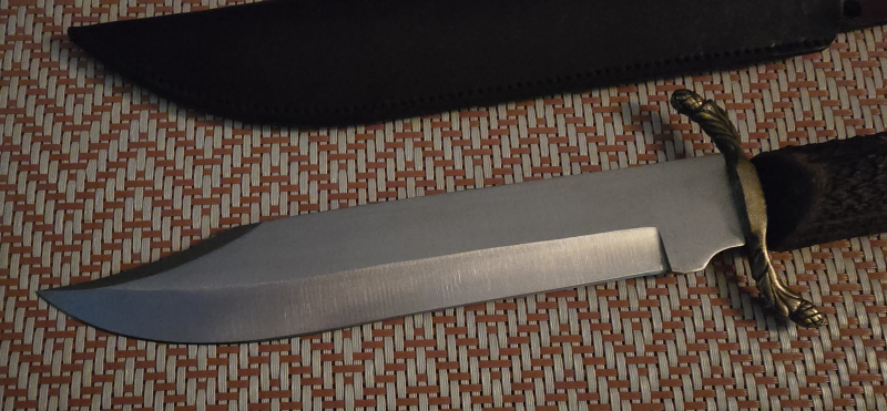 Bowie / Jagdmesser mit Horngriff und Lederscheide – Bild 3