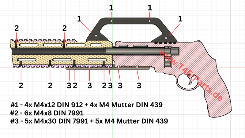Bodykit für UMAREX T4E HDR50 Homedefence & Paintball Revolver TR50 – Bild 3
