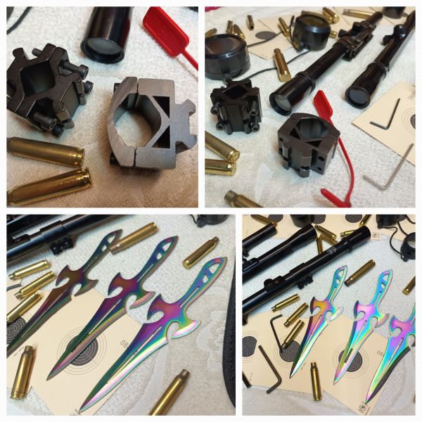 KONVOLUT > Set 4 < 3x Zielfernrohre + Montagen + 3x Wurf Messer + ZF Blenden +++ AB nur 1,- EUR – billede 2