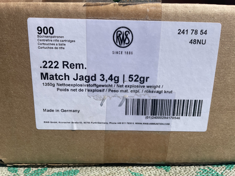 .222 Remington RWS Match Hülsen, 1 Los, 900 Stück – stampa 2