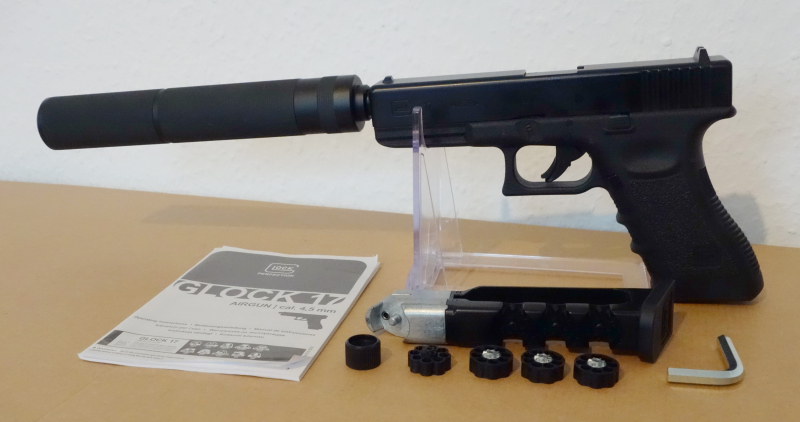 Umarex Glock 17 mit Schalldämpfer Co2-Pistole Kaliber 4,5 mm Stahl BB / Diabolo Blowback – Bild 1