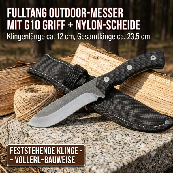 Stonewash Tactical Outdoor Messer – feststehende Edelstahlklinge, Kunststoffgriff, mit Scheide – Bild 1